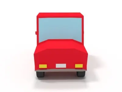 Low Poly Cartoon Car Low-poly 3D model 4