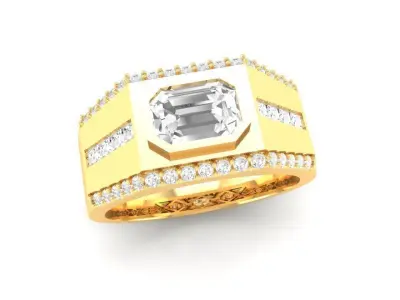 Luxury Emerald Cut Diamond Ring for Men 121 3D print model