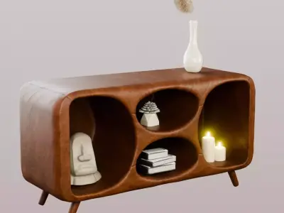 Set of 10 Wooden Nightstands 3D Model Collection