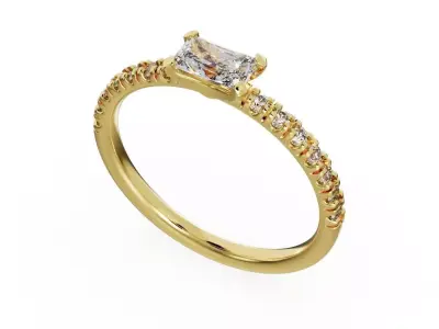 Engagement princess diamond ring 3D print model