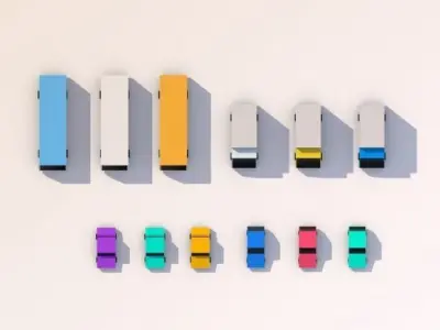 Cartoon Low Poly City Cars Pack 3D Model Limited Edition 003 Low-poly 3D model