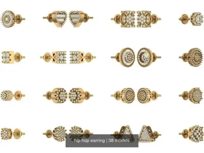 hip hop earring 3D Model Pack