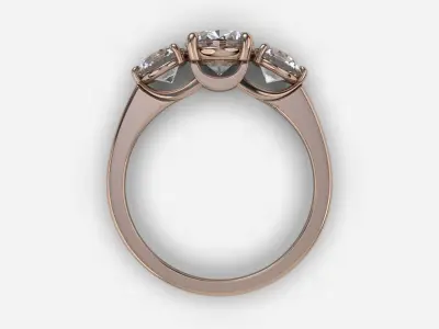 Three Stone diamond Ring 3D print model buy