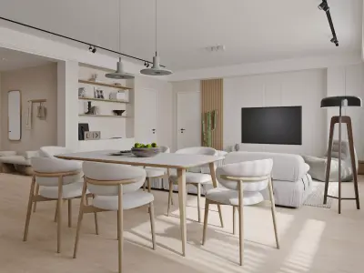 Modern living room dining room interior scenes 544 3D model