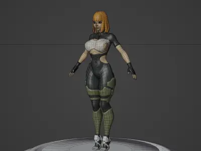 Sci fi  Thicc Slim Girl Game Ready Low-poly 3d Model  Free low-poly 3D model