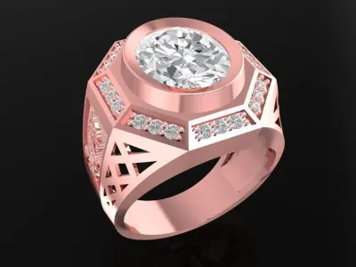 Geometric Signet Men Ring   610 3D print model