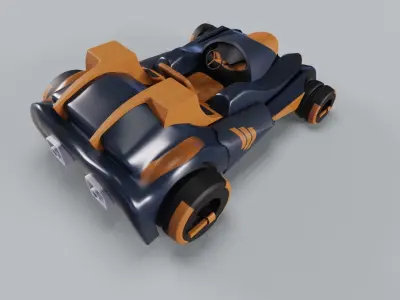 Golden Kart Low-poly 3D model