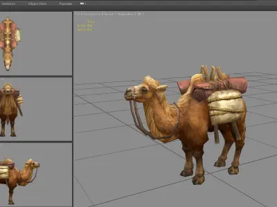 Cartoon pack camel Low-poly 3D model