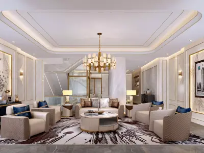 Luxury living room interior 3D model