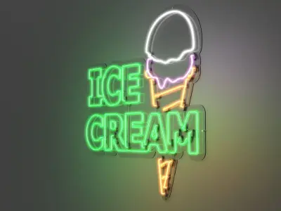 Ice Cream 4 - Neon Sign 3D model