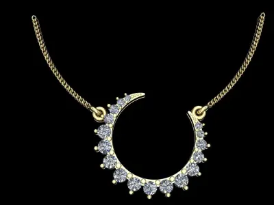 Half moon pendant with diamonds 3D print model