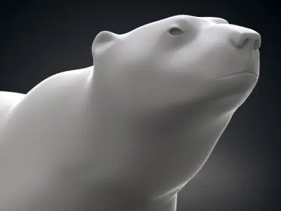 Polar Bear Modern Marble Sculpture Low-poly 3D model