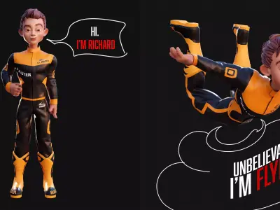 Rigged F1 Male Driver using BlenRig 6 Addon in Blender 3 3D model