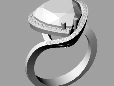 Luxury heart engagement ring AN020 3D print model