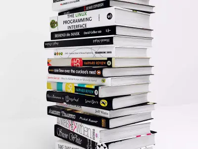 Books set stack of 3D model