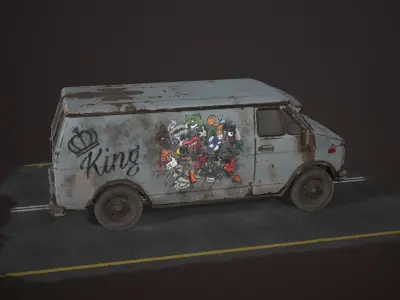 OLD VAN PBR LowPoly Low-poly 3D model