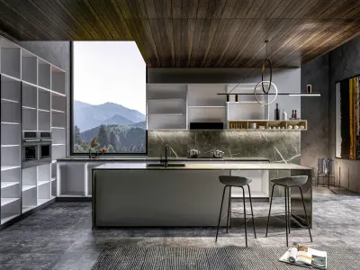 Kitchen fully parametric  Resizable manufacturable  0021 3D model