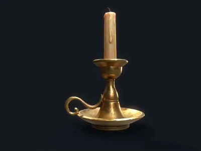 Medieval Candlestick 5 Low-poly 3D model