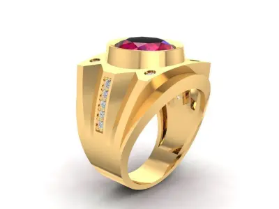 Ruby Gemstone Men Ring 3D Model  2022 3D print model