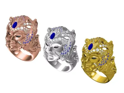 Magerit Crystal Ethinic Gothic Ring  3D print model