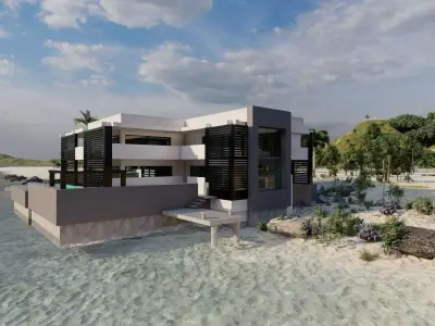 Beach Casa Scene-villa-modern house 3D model