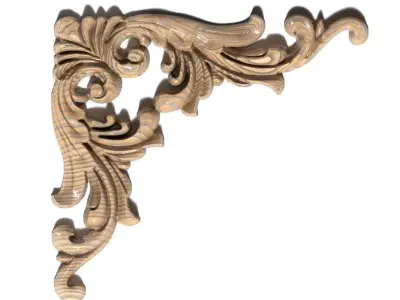 Cartouche-032 pair of ornate wood carvings 3D model