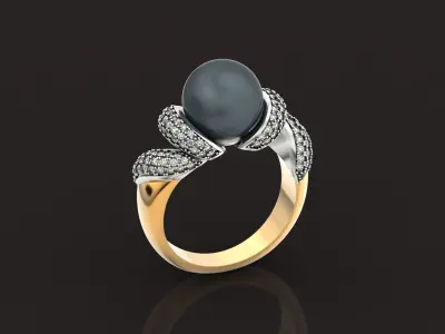 diamond pearl ring  1383 3D print model