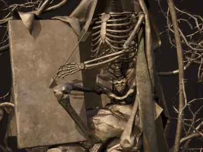 Skeleton sculpture Kit bash wines Low-poly 3D model