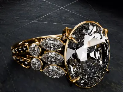 Luxury fingure ring with diamonds big for men Low-poly 3D model