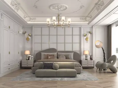 Classic style Bedroom Scene 3D model