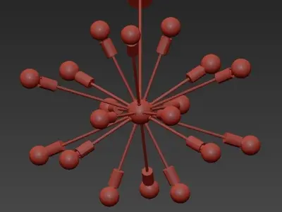 Sputnik Gold Chandelier 18 3D model