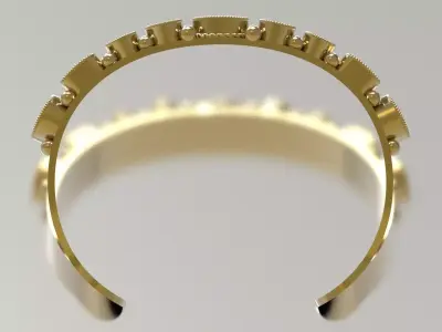 Open Cuff Bangle with Multi Colored Gemstone model bg0066 3D print model