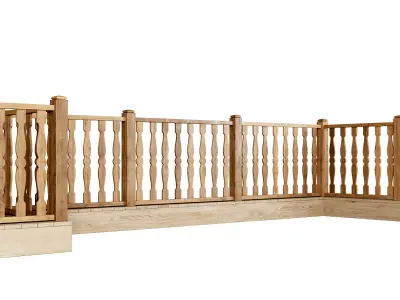 Wooden stair fencing D01  3D model