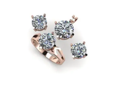 moissanite daimond pandent set 3D print model