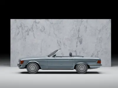 R107 Mercedes 380SL convertible model with interior 3D model