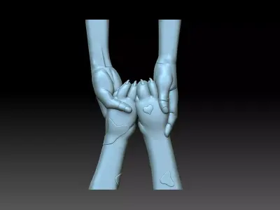 Human hands and dog paws 3D print model