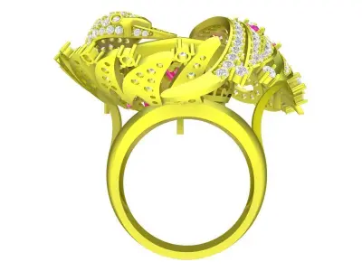 A7852 Luxury Diamond Swan Ring 3D print model