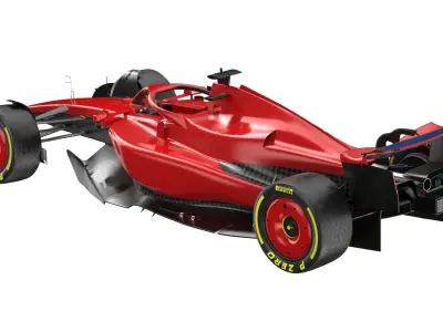 Red F1 2025 Formula 1 Race Car PBR 3D model