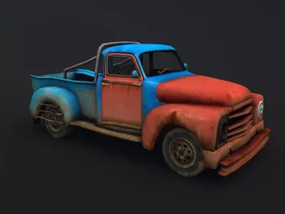 Old rusty truck Low-poly 3D model