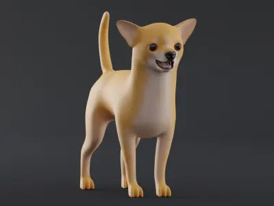 Dog Chihuahua Low Poly Model Game AR VR Low-poly 3D model