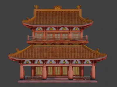 traditional Vietnamese communal house 3D model