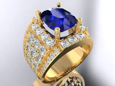 Gemstone rings - Oval stone ring - Diamond rings - N3023 3D print model