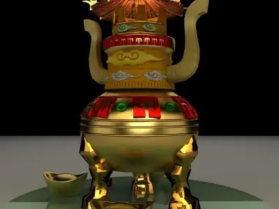 Chinese gold ingot 3D model