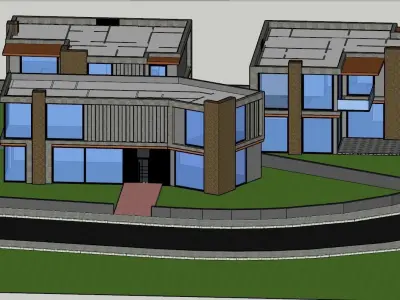 MODERN 3 VILLA MODEL WORK 3D model