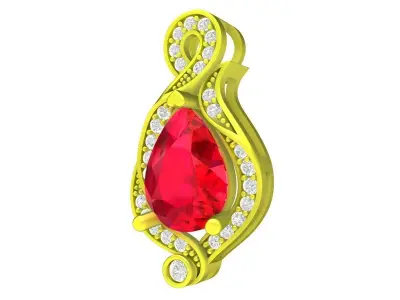 A7862 Fancy Diamond Art Women Pendant 3D print model
