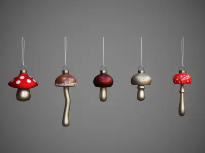  Christmas tree toys - mushrooms 3D model