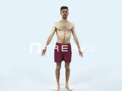 Posture F Beach Animated Rigged Sports Man Low-poly 3D model