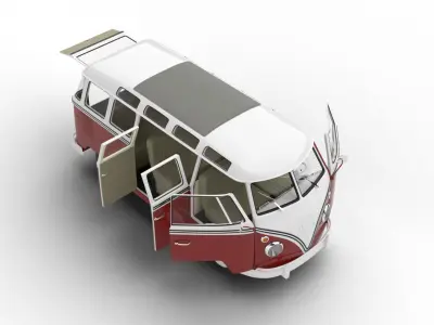 Volkswagen T1 Samba Bus 1950 HQ 3d model 3D model