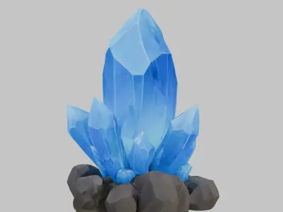 Luminous Sapphire Crystal Cluster Low-poly 3D model