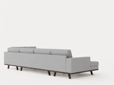 Copenhagen U Sofa Right Linen Grey Low-poly 3D model